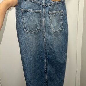 Blue Denim Midi Skirt